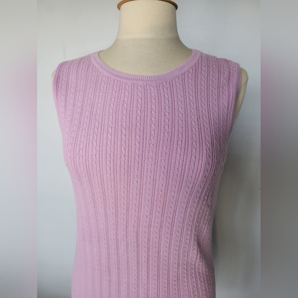 Foxcroft Set of Two Pink & Purple Cable Knit Sleeveless Sweater Vests SZ M - Picture 4 of 14